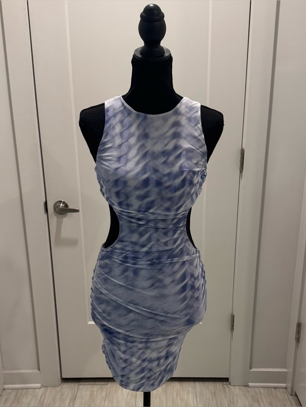 Zara Blue Marble Cutout Mini Dress